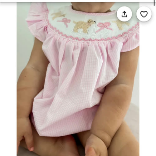 Puppy and Bows Smocked Bubble - Etsy