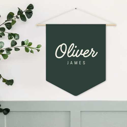Custom Name Pennant Banner – Personalized Wall Decor for Nursery, Kids Room, or Playroom – Modern Cursive Design in Any Color!