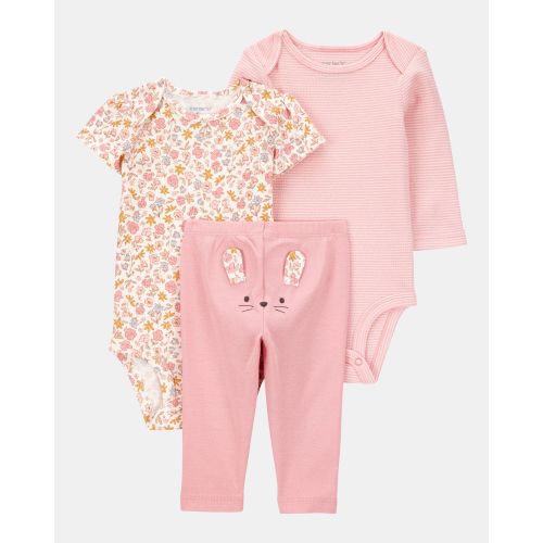 Baby Girl 3-Piece Floral Mouse Little Character Set® - Pink