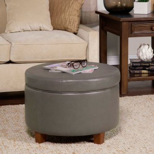 Large Round Storage Ottoman - HomePop