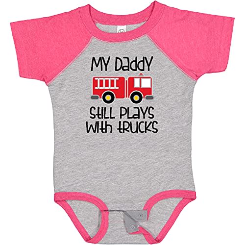 inktastic Firefighter Daddy Plays with Trucks Baby Bodysuit