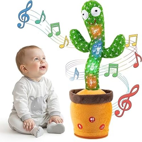 Ayeboovi Dancing Talking Cactus Baby Toys Interactive Toy Repeating Records What You Say Volume Adjustable Singing Cactus Toddler Games with 120 Songs Easter Basket Stuffers for Kids