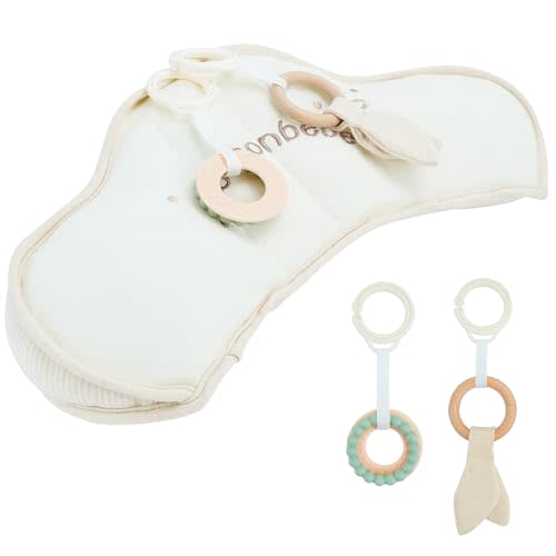 COTTONBEBE Organic Baby Tummy Time Cushion with 2 Detachable Toys for Newborn Babies,Soft Cotton Tummy Time Pillow Promotes Development, Ergonomic Design,Ideal Baby Gift