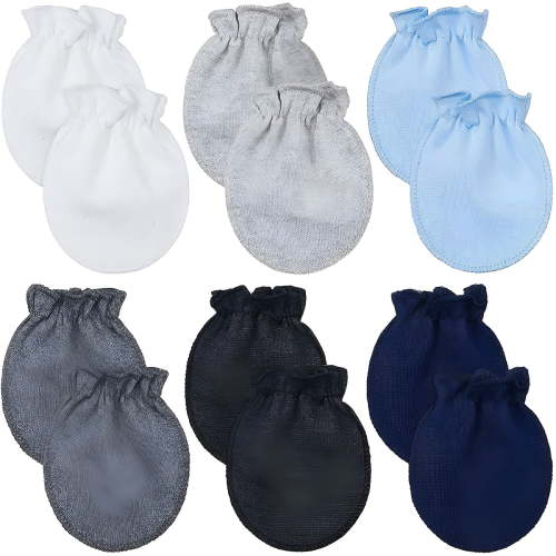 TELOLY 6 Pairs Newborn Baby Mittens No Scratch Infant Gloves for Baby 0-6 Months