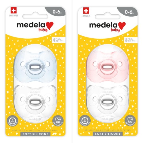 Medela Baby Soft Silicone Soother 0-6 Months 2 Pack - Assorted*