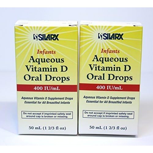 Infants Aqueous Vitamin D Oral Drops 400IU/ml 2-Pak (2 x 50ml) by Silarx