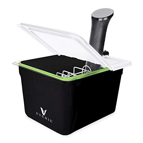 EVERIE Sous Vide Container 12 Quarts with Collapsible Hinge Lid and Sous Vide Rack and Insulation Sleeve Compatible with Anova Cooker All Models (KIT-12-NANO-PP)