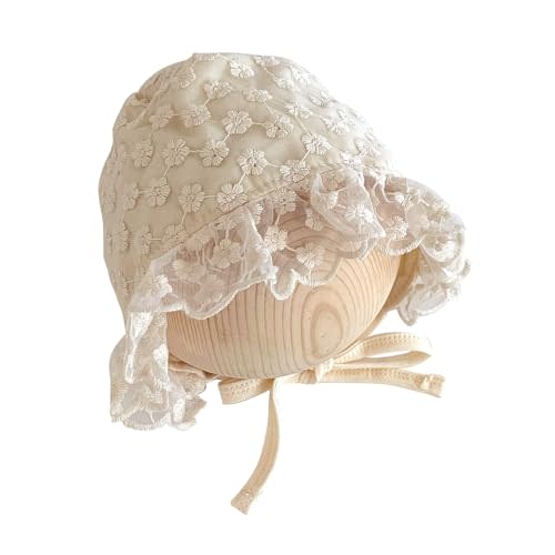 HOOLCHEAN Baby Girls Lace Cotton Bonnet Retro Style Embroidery 0-12M