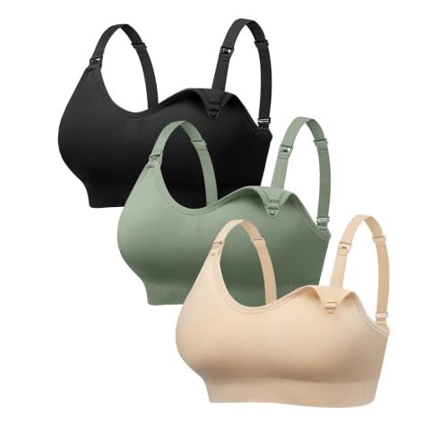 Angelhood Nursing Bras for Breastfeeding & Sleep, Seamless Maternity Bra | No padding, No underwire, No back clasp, Pull-on style, Full coverage, Lightweight, Soft, Form-fitting, Cool