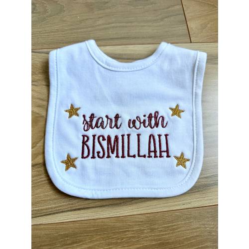 Start with Bismillah Embroidered Baby Bib