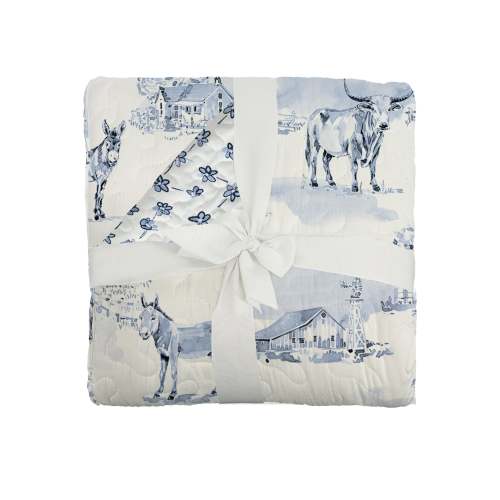 Donkey Toile Blue Baby Blanket
