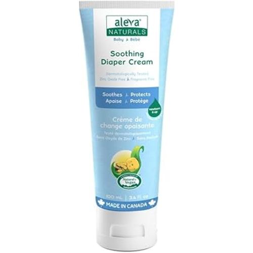 Aleva Naturals Soothing Baby Diaper Cream for Newborn and Toddlers, Fragrance-Free, Organic Shea Butter, Aloe Vera, Calendula Extracts and Sensitive Skin Friendly - 3.4 Fl Oz