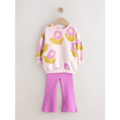 Buy Light Pink Flowers Sweatshirt & Flare Leggings Set (3mths-7yrs) from Next USA