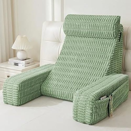Reading Pillow for Bed Sitting Up with Large Pockets,Modern Style
