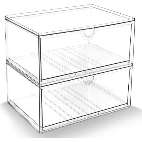 Prsildan Acrylic  Organizer Stackable Clear Storage Drawers for Baby Bottles