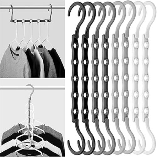 Mr. Pen Space Saving Hangers - 8 Pack Mixed Color Space Saver Shirt Hangers, Black, Gray, White