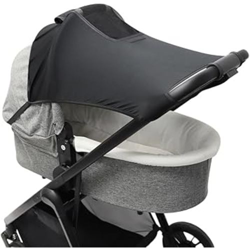 PandaEar Universal Stroller Sun Shade Cover for Baby Bassinet | Blackout UV Protection Canopy with Mesh Window | Windproof Sun Shield for 0-6 Months