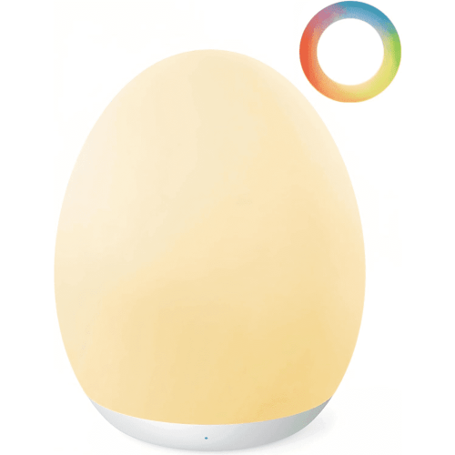 GIPOYENT Egg Night Light, Touch Control Stepless Dimming, 7 Color Changing, Usb Rechargeable, 80H Battery, Timer, Silicone, Kids Bedroom