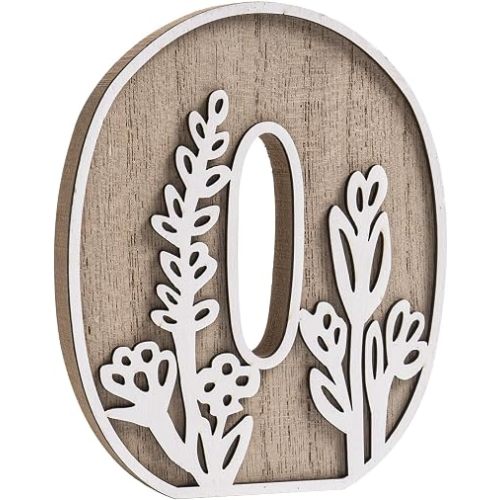 3D Layered Floral Wooden Letters for Wall Decor, 4.9" Name Sign for Nursery, Wood Alphabet Letter O Boho Wildflower Girls Kids Room Initials for Table Shelf Home Decorations