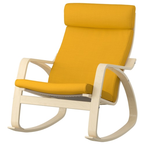 POÄNG Rocking chair - birch veneer/Skiftebo yellow