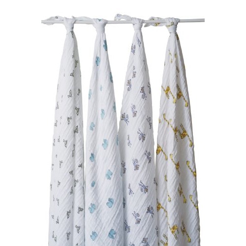 aden + anais Classic Muslin Swaddle Blanket 4 Pack - Jungle Jam 