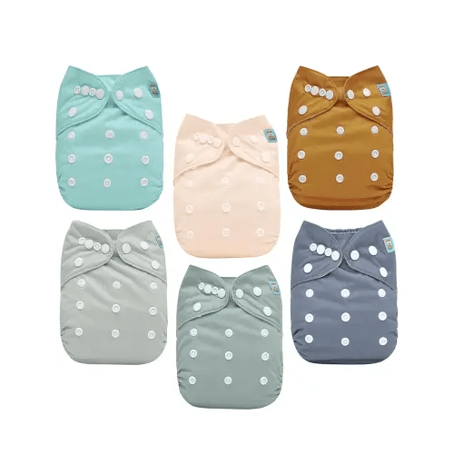 ALVABABY Baby Cloth Diaper 6 Pack with 12 Inserts One Size Cloth Diaper Covers Adjustable Washable Reusable for Baby Girls and Boys