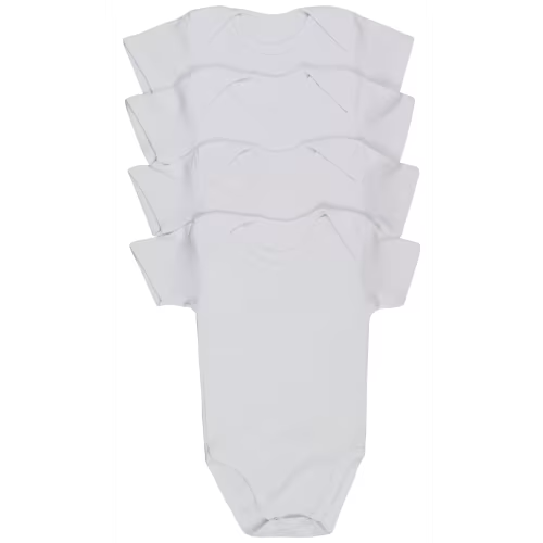 ToBeInStyle Babys' 4 Pack Short Sleeve Bodysuit Onesies - White - 3-6 Months