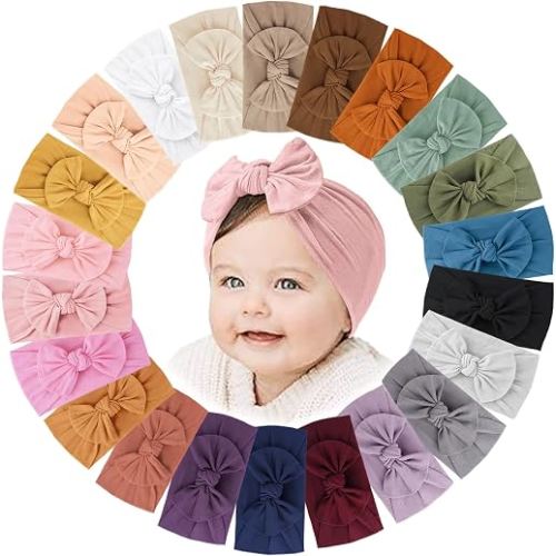 Jesries 22 Pcs Baby Headbands, Baby Girl Bows, Stretch Nylon Hairbands