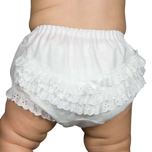 Little Things Mean a Lot 65% Polyester 35% Cotton Girl Baby Diaper Cover, Newborn, White