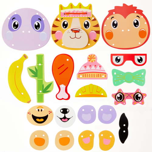 Spark Create Imagine Wooden Animal Lacing Play Set, 29 Pieces for Children Age Three and Older