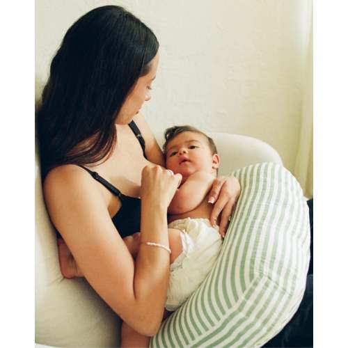 Organic Cotton Muslin Modern Boppy Nursing Pillow Cover | Sage Stripe - Storq by Kindred Bravely