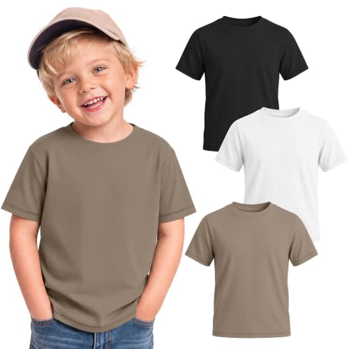 Oakgarden 3 Pack Baby Boys' Short Sleeve T-Shirts 18M-5T Toddler Crewneck Loose Casual Basic Tees Infant Pullover Summer Tops