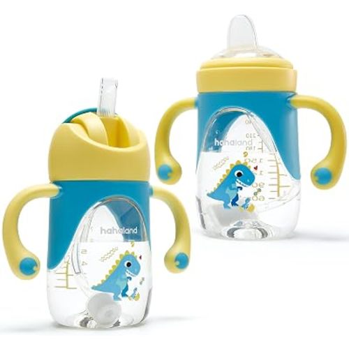 hahaland Sippy Cups for Toddlers 1-3, 2-in-1 Sippy Cup for 6+ Month Old