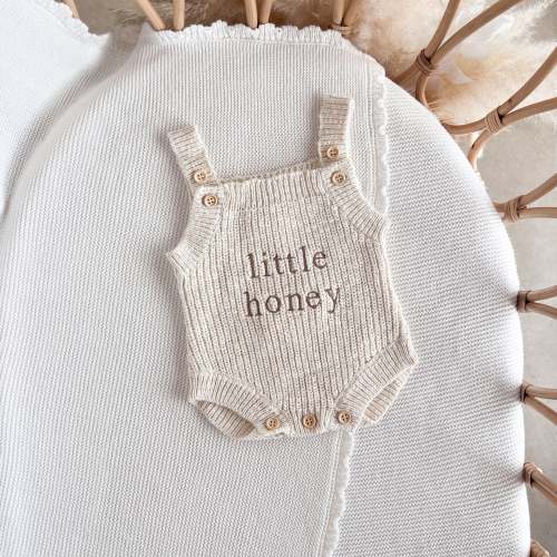 'Little Honey' Singlet Knit Romper - Honey