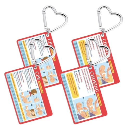 4 Pcs Infant CPR Card Keychains, Baby Choking First Aid Card