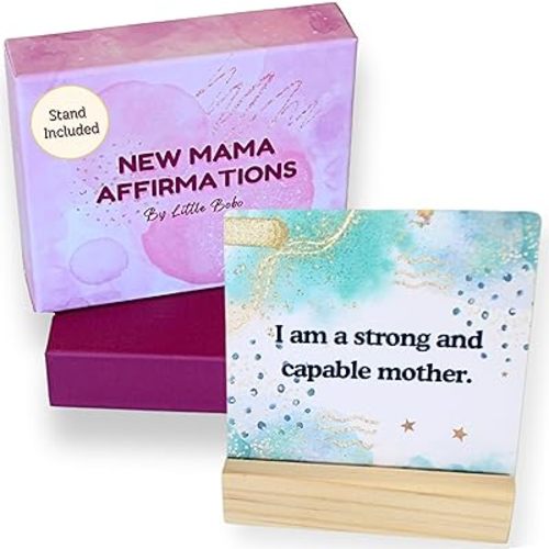 Little Bobo New Mom Affirmation Cards | Display Stand Included | Best Postpartum Gifts | 40 Empowering New Mama Affirmation Cards | Encouragement for First Time Mom Gifts