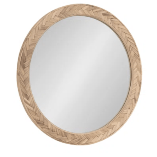 Birch Lane™ Frony Round Pieced Wood Wall Mirror | Wayfair