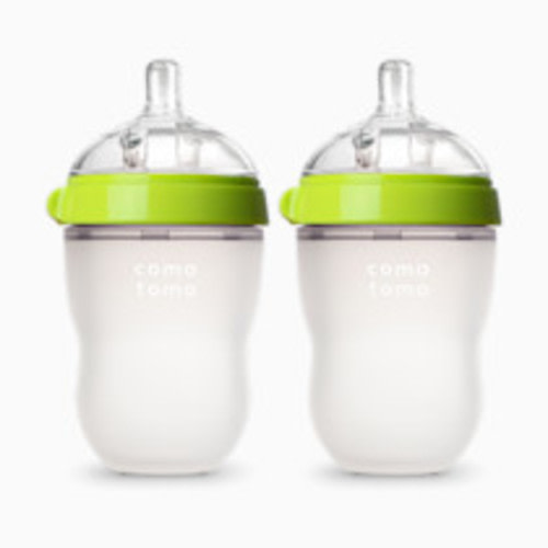 Comotomo Natural Feel Silicone Baby Bottles - Green, 8 Oz, 2