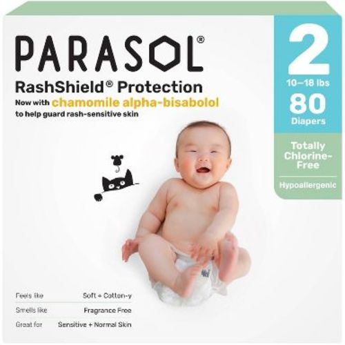 Parasol Chlorine-Free Diapers with RashShield Protection - Size 2 - 80ct