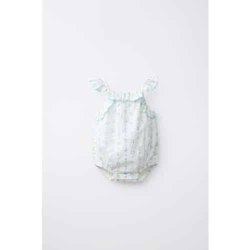EYELET FLORAL EMBROIDERED ROMPER - White | ZARA United States