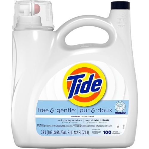 Tide Free & Gentle Liquid Laundry Detergent, 107 loads 154 fl oz, HE Compatible