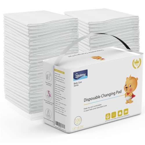 Disposable Changing Pad Liners (100 Pack) Super Soft, Disposable Changing Pads, Ultra Absorbent & Waterproof - Covers Any Surface for Mess Free Baby Diaper Changes (White)