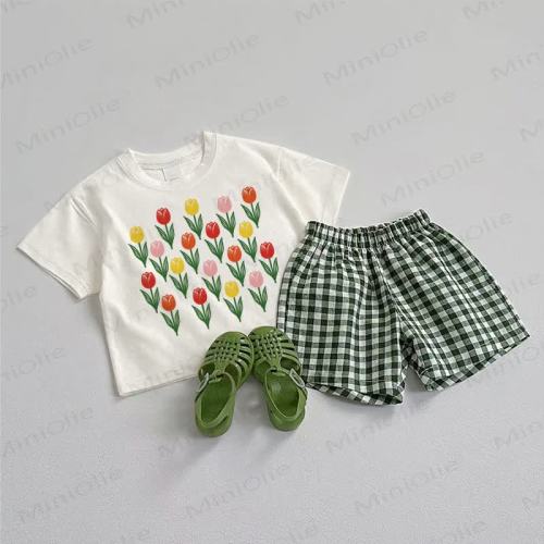 Baby Tulip Tee and Plaid Shorts 2-Piece Set