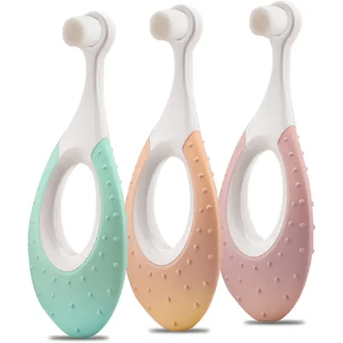 Baby Toothbrush & Toddler Toothbrush for Age 0-2 Years Old. Extra Soft Toothbrush with 10000 Soft Floss Bristle for Baby Gum Care, Dentist Recommended (3 Pack)