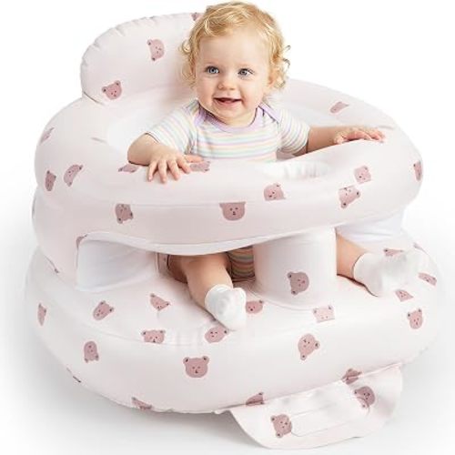 Inflatable Baby Seat with Fence, Infant Floor Chair, Built-in Air Pump 3+M