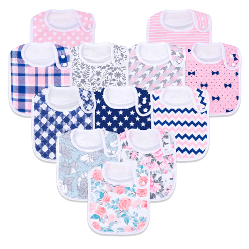Benoxine 12-Pack Baby Bibs for Boys & Girls, Bandana Drool Bibs, Super Soft Absorbent Bibs, Adjustable Snaps, Machine Washable Newborn Teething Gift Set