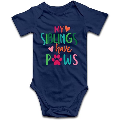 My Siblings Have Paws Baby Boys Girls Short Sleeve Onesie Long Sleeve Romper Infant Sleeveless Jumpsuit Outfit