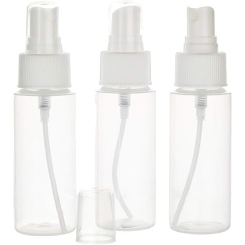 Chica and Jo 2oz Clear Plastic Spray Mist Bottles - Set of 3 - Empty Bottles with Pump Spray Cap - Travel Size 2 Ounce Made in the USA