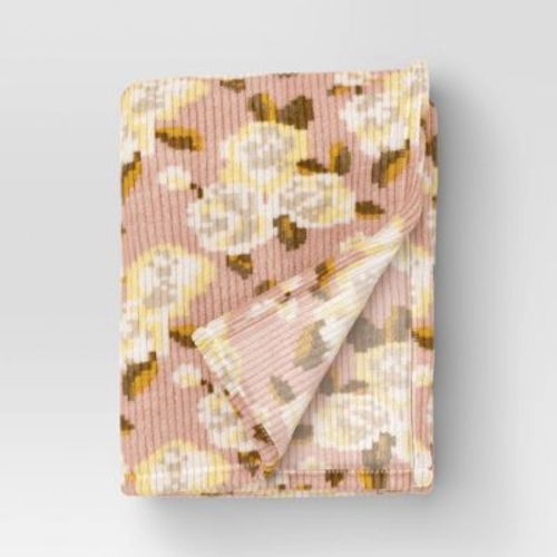 Printed Ribbed Plush Throw Blanket - Room Essentials™