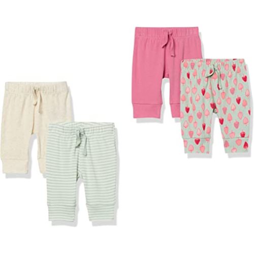 Amazon Essentials Baby Girls' Cotton Pull-On Pants, Multipacks (Pink berry)